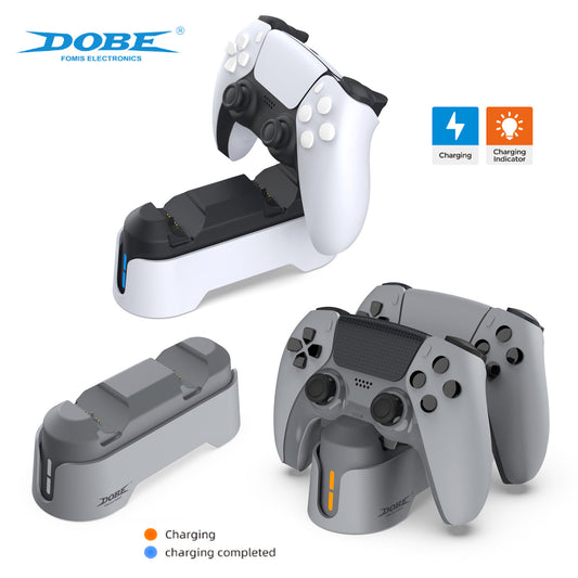 "PS5 Dual Controller Charging Station with Blue LED Indicators | Fast Wireless Charger Dock for Sony PlayStation 5 | 4.7×3×7in Compact Design | Includes 31in Type-C Cable (Official Style)"