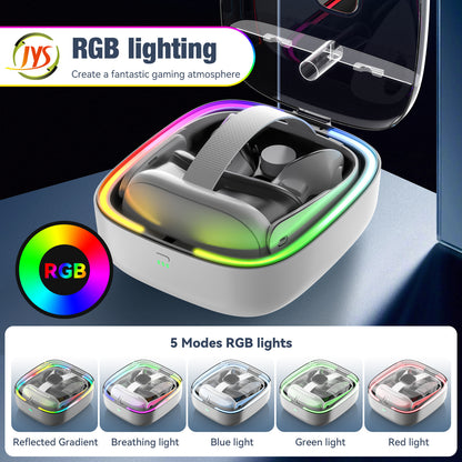 Meta Quest 3 Controller Charging Dock with 4 Rechargeable Batteries | Smart Charging Station for Quest 3/3S VR Headset Accessories | LED Indicator, Overcharge Protection