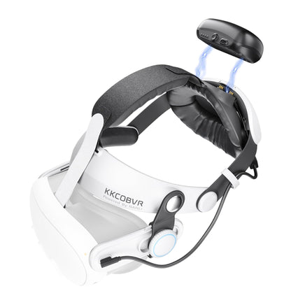 KKCOBVR Q3PRO Magnetic Battery Head Strap for Meta Quest 3 | 10000mAh Built-in Battery | Elite Style Halo Design | Fast Charging & Weight Balance | VR Power Bank Headset