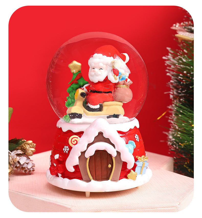 Santa Claus Light-Up Crystal Ball - Automatic Snowfall - Creative Christmas Gift for Classmates - Music Box Desktop Ornament