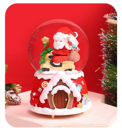 Santa Claus Light-Up Crystal Ball - Automatic Snowfall - Creative Christmas Gift for Classmates - Music Box Desktop Ornament