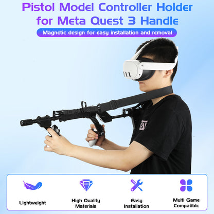 Meta Quest 3S/3 VR Rifle Stock Controller Attachment - Alloy Machine Gun Stock for Quest 3S/3/2 Handles | VR Shooting Game Accessory for Onward, Pavlov, Contractors