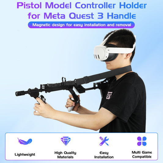 Meta Quest 3S/3 VR Rifle Stock Controller Attachment - Alloy Machine Gun Stock for Quest 3S/3/2 Handles | VR Shooting Game Accessory for Onward, Pavlov, Contractors
