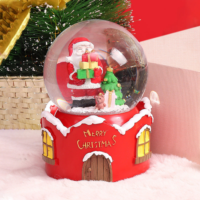 Santa Claus Light-Up Crystal Ball - Automatic Snowfall - Creative Christmas Gift for Classmates - Music Box Desktop Ornament
