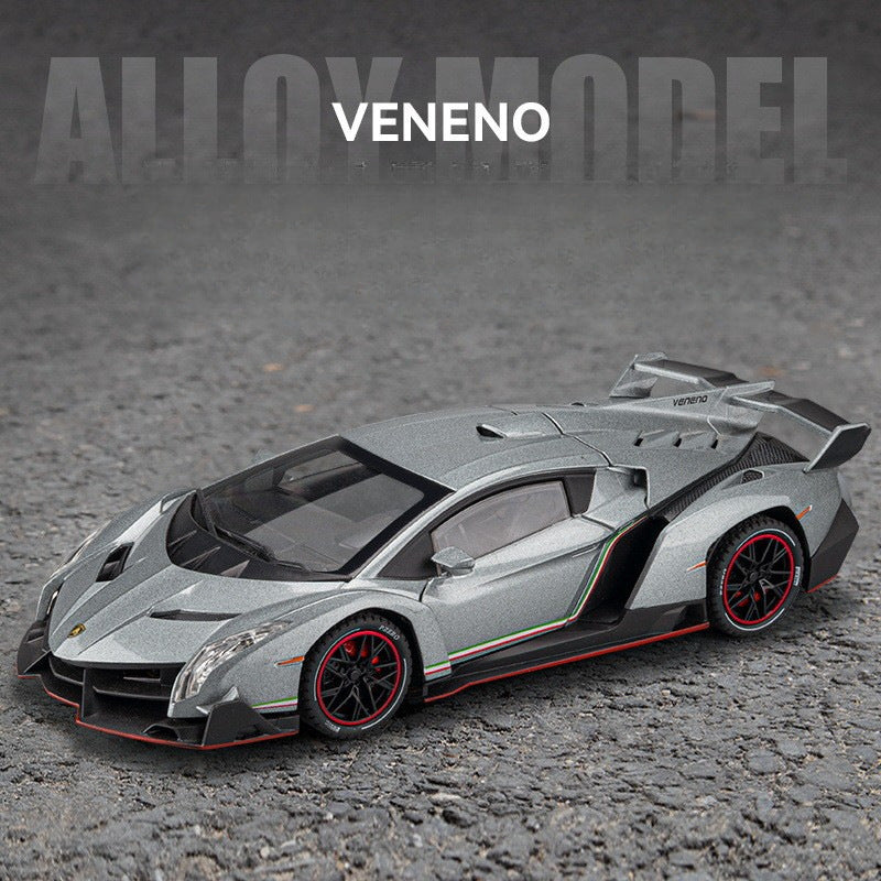 Lamborghini Veneno 1:24 Alloy Diecast Model Car | Pull Back Action | Sound & Light FX | Sports Car Toy (8.3"x3.4"x4.7")