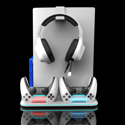 PS5 PRO & PS5 Slim Cooling Charging Dock with Dual Fan Cooler, Controller Charger, Game Disc & Headset Storage Stand | RGB Lighting | for PlayStation 5 Pro/Slim/Digital Edition [2025 Model]