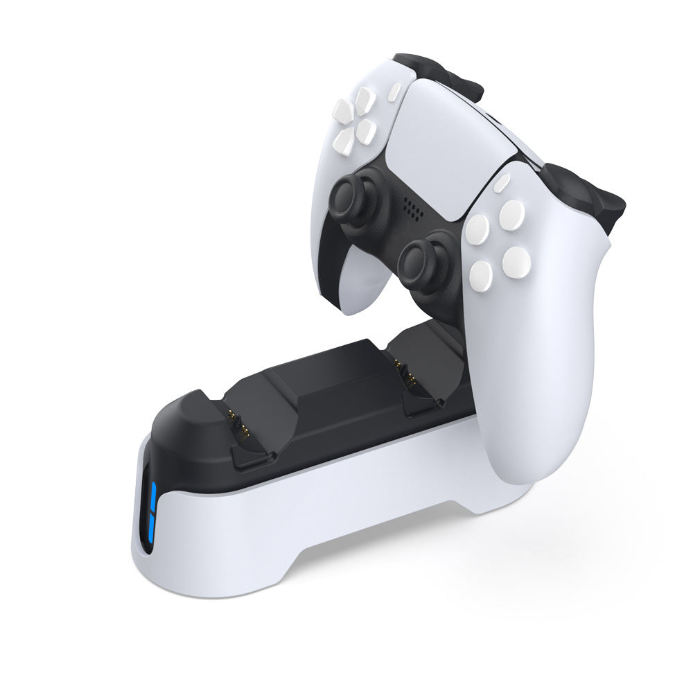 "PS5 Dual Controller Charging Station with Blue LED Indicators | Fast Wireless Charger Dock for Sony PlayStation 5 | 4.7×3×7in Compact Design | Includes 31in Type-C Cable (Official Style)"