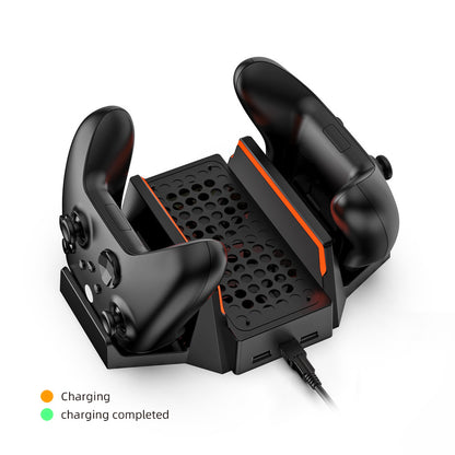 "Xbox Series S Cooling Stand with Dual Controller Charger | Vertical Cooling Base & Charging Station for Xbox Series S Console | 6.4×2.75×9.84in | Includes 2 Rechargeable Battery Packs | USB Powered (Black)"
