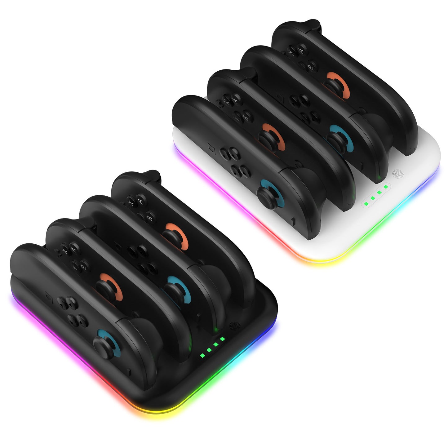 Switch 2 Joy-Con Charging Dock with RGB Lights | 4-Port Fast Charging Station | Horizontal Stand for Nintendo Switch 2 | 4.5" x 1" x 6.5" (11.5x2.5x16.5cm) | ABS Construction