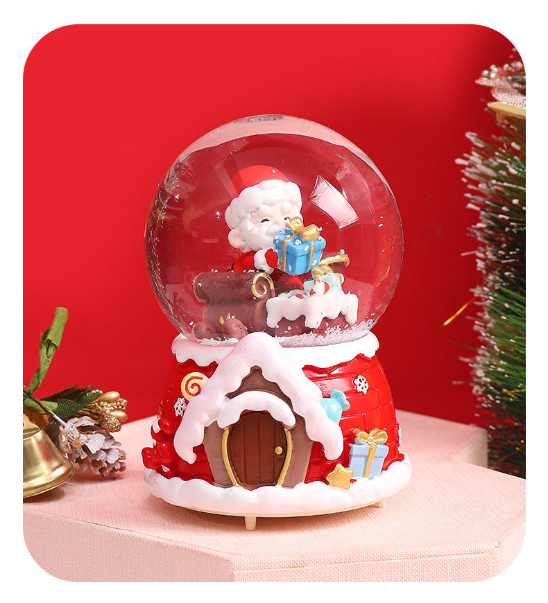 Santa Claus Light-Up Crystal Ball - Automatic Snowfall - Creative Christmas Gift for Classmates - Music Box Desktop Ornament