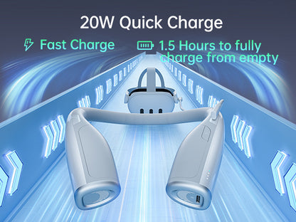 "20W Fast Charging Neck Power Bank for Meta Quest 3/3S | 6000mAh VR Battery Pack | Wearable White ABS Charging Accessory | Extended Playtime (Model: MQ3S-Neck)"