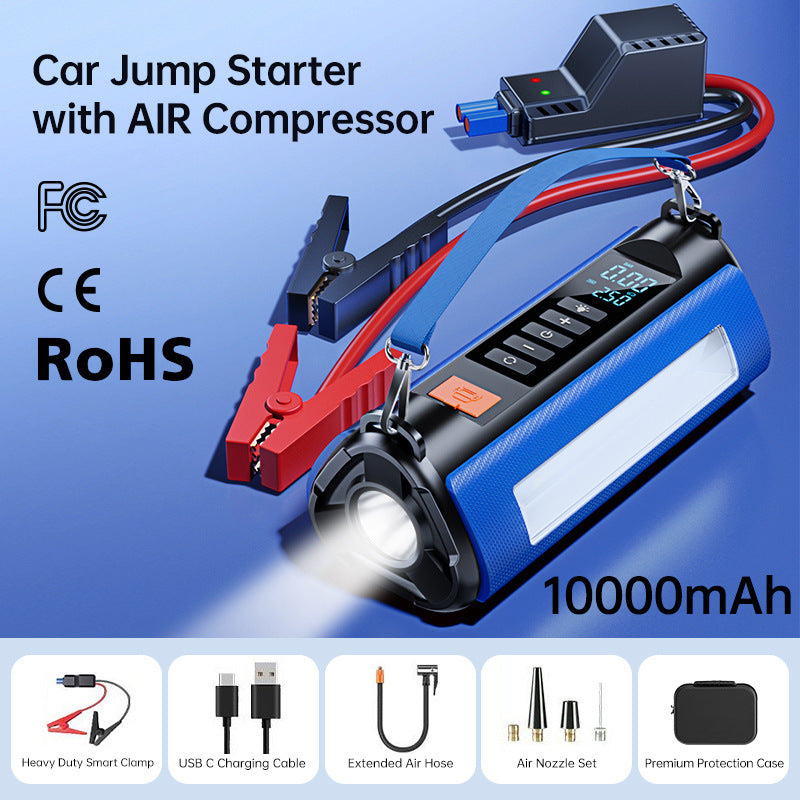 TS03 Series Car Jump Starter & Air Compressor 2-in-1 | 10000mAh Wireless Portable Power Bank | Digital Tyre Inflator 150PSI | LED Emergency Light | for Cars, Utes, SUVs (12.6" Hose)