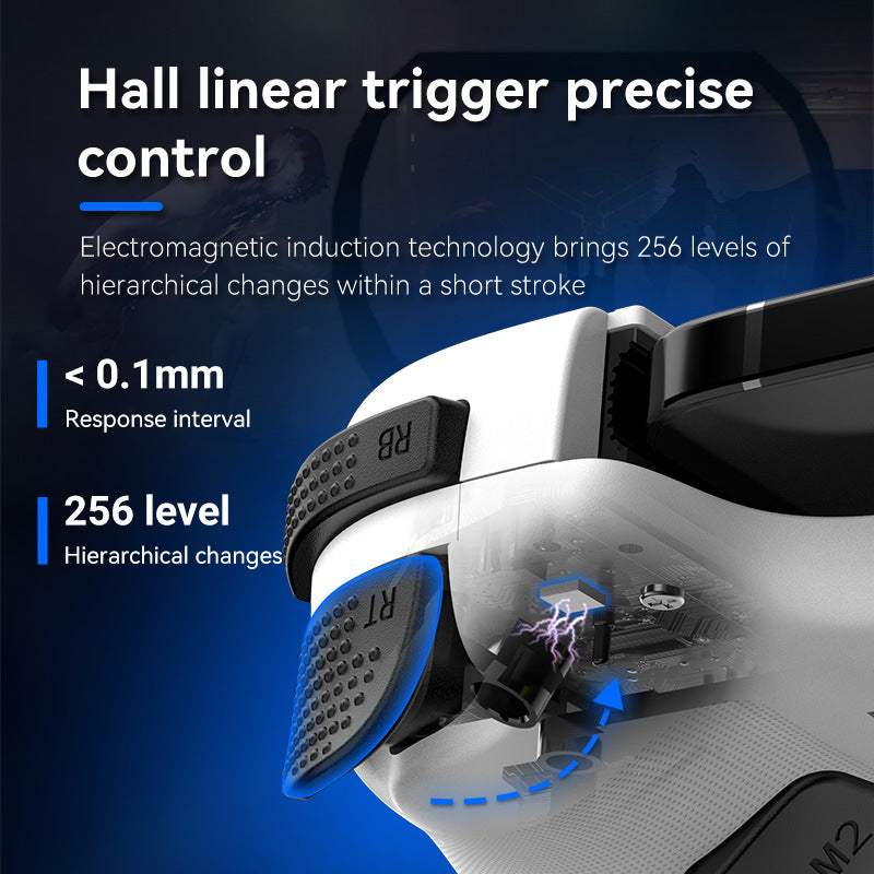 D11/D11S Telescopic Bluetooth Game Controller for Switch/PC/Android/iOS - Hall Effect Triggers, 6-Axis Gyro, Vibration, Xbox Cloud Streaming - White/Black (D11S with Cooling Fan)
