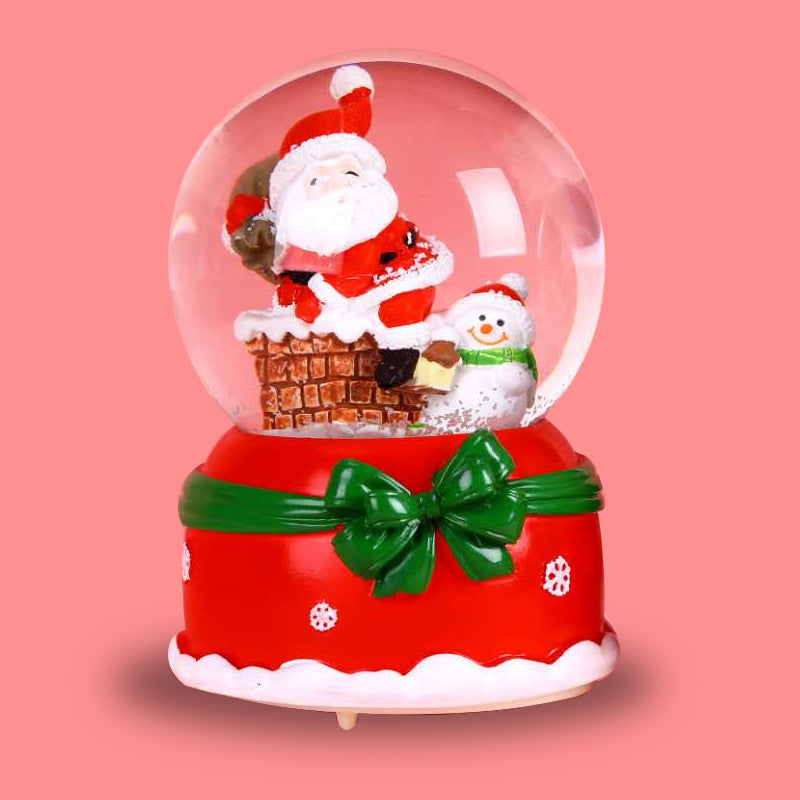Santa Claus Light-Up Crystal Ball - Automatic Snowfall - Creative Christmas Gift for Classmates - Music Box Desktop Ornament
