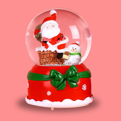 Santa Claus Light-Up Crystal Ball - Automatic Snowfall - Creative Christmas Gift for Classmates - Music Box Desktop Ornament