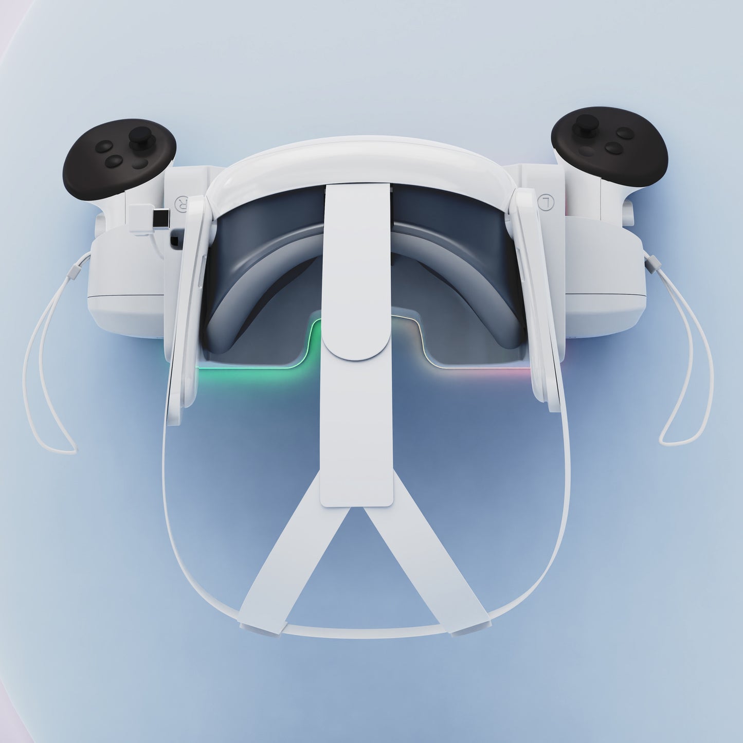"Meta Quest 3S & Quest 3 Wall-Mounted Charging Dock with RGB Lights | Dual Controller & Headset Charger | Fast Type-C Charging | White ABS VR Stand | Includes Cable"