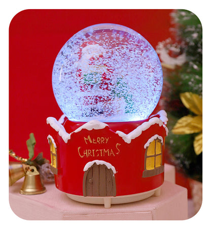 Santa Claus Light-Up Crystal Ball - Automatic Snowfall - Creative Christmas Gift for Classmates - Music Box Desktop Ornament