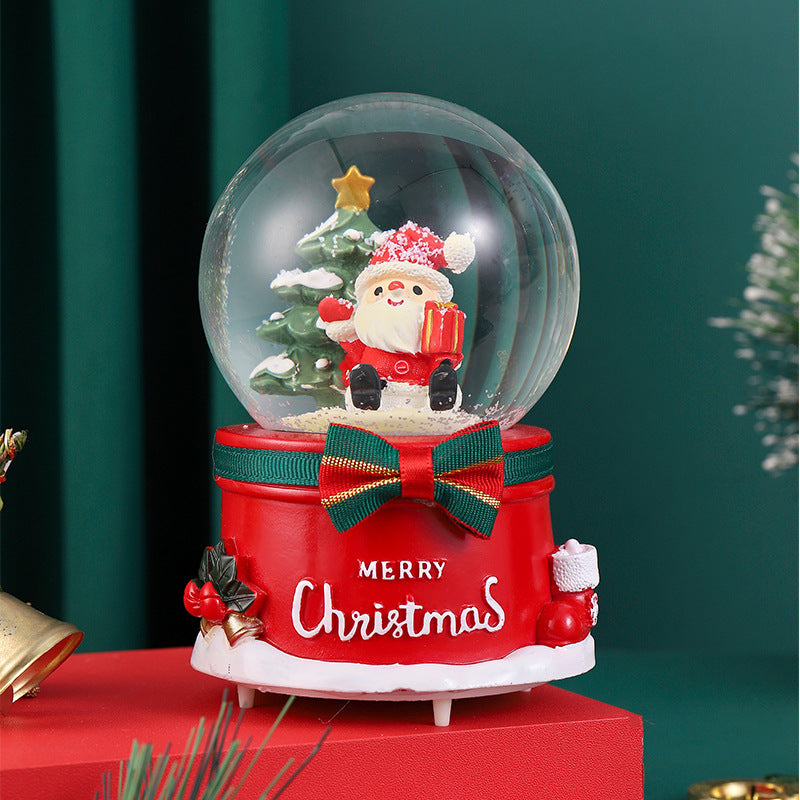 Santa Claus Light-Up Crystal Ball - Automatic Snowfall - Creative Christmas Gift for Classmates - Music Box Desktop Ornament