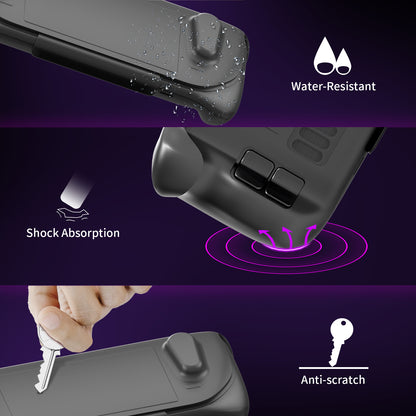 Steam Deck Full Protection Case with Front Cover & Cooling Stand | Shockproof TPU Shell | Built-in Adjustable Stand | Anti-Slip Grip | Fits All Steam Deck Models