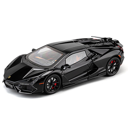 Lamborghini Revuelto 1:24 Scale Die-Cast Alloy Car Model – Pull-Back & Open Doors, Sound & Light, Shock Absorption & Steering, Collectible Supercar Toy for Kids & Adults