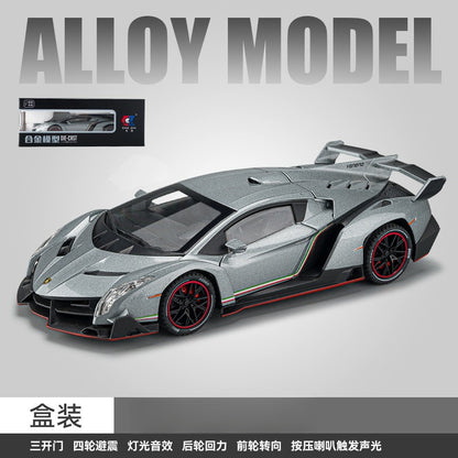 Lamborghini Veneno 1:24 Alloy Diecast Model Car | Pull Back Action | Sound & Light FX | Sports Car Toy (8.3"x3.4"x4.7")