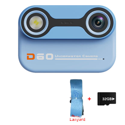 "D60 Waterproof Kids Camera – 3m Underwater Digital Camera for Children, Shockproof & Portable Mini Action Camera for Swimming, Snorkeling, Beach, Pool – Includes 32GB Memory Card, Fun Filters, Games (3.74 x 1.34 x 2.58 inches)"