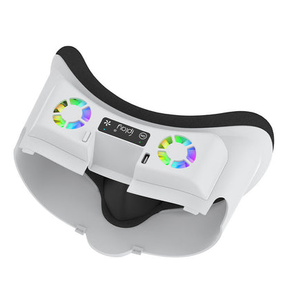 "Meta Quest 3 Cooling Fan with RGB Lights | Oculus Quest 3 VR Face Cover & Cooling System | Built-in Dual Fans | Adjustable Light Modes | Includes Nose Guard & Sponge Pad (White/Black)"