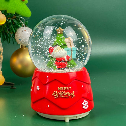 Santa Claus Light-Up Crystal Ball - Automatic Snowfall - Creative Christmas Gift for Classmates - Music Box Desktop Ornament