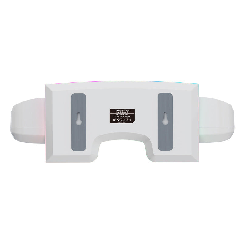 "Meta Quest 3S & Quest 3 Wall-Mounted Charging Dock with RGB Lights | Dual Controller & Headset Charger | Fast Type-C Charging | White ABS VR Stand | Includes Cable"