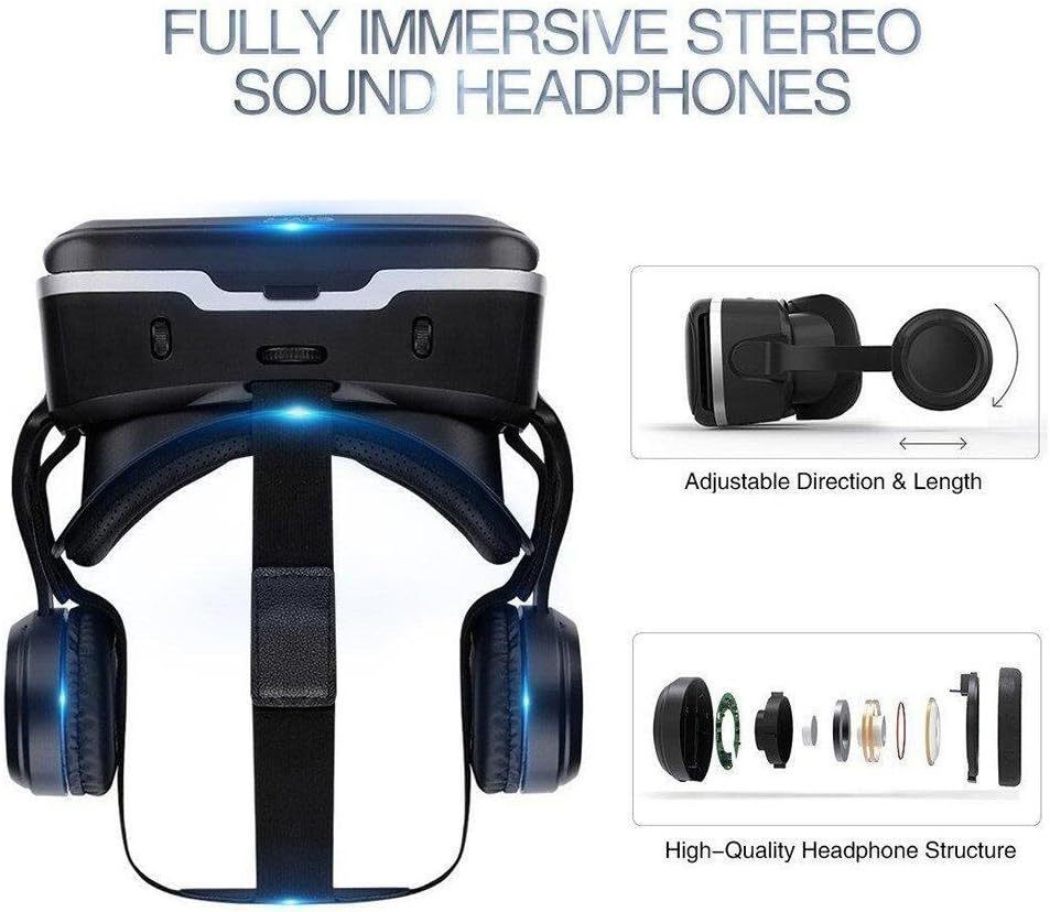 SHINECON G04E/A VR Headset 6th Generation - 3D Virtual Reality Glasses with Headphones & Game Controller for Smartphones | Compatible with iOS Android | 100° FOV | Immersive Mobile VR Gaming & Video Experience