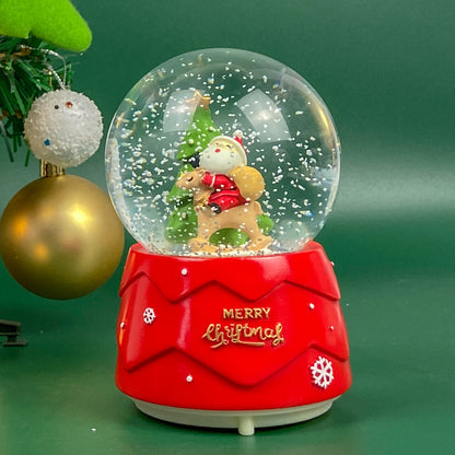 Santa Claus Light-Up Crystal Ball - Automatic Snowfall - Creative Christmas Gift for Classmates - Music Box Desktop Ornament