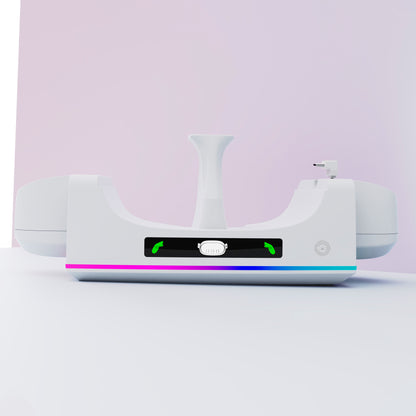 "Meta Quest 3S & Quest 3 Wall-Mounted Charging Dock with RGB Lights | Dual Controller & Headset Charger | Fast Type-C Charging | White ABS VR Stand | Includes Cable"