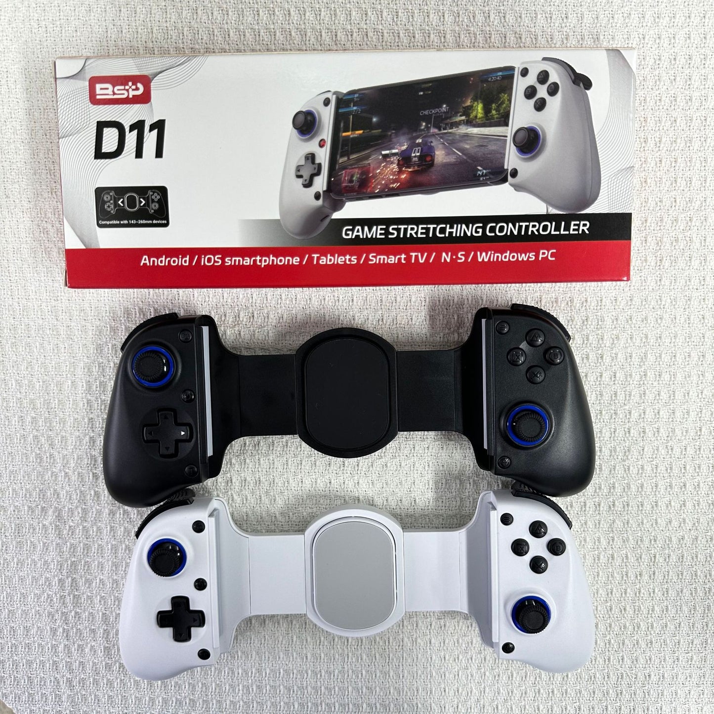 D11/D11S Telescopic Bluetooth Game Controller for Switch/PC/Android/iOS - Hall Effect Triggers, 6-Axis Gyro, Vibration, Xbox Cloud Streaming - White/Black (D11S with Cooling Fan)
