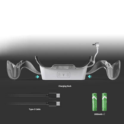 "Meta Quest 3S Charging Dock with LED Light | Universal Stand for Quest 2/Quest 3/Quest 3S | Fast Type-C Charging | Includes 2 Battery Packs & Cable | White ABS VR Accessory"