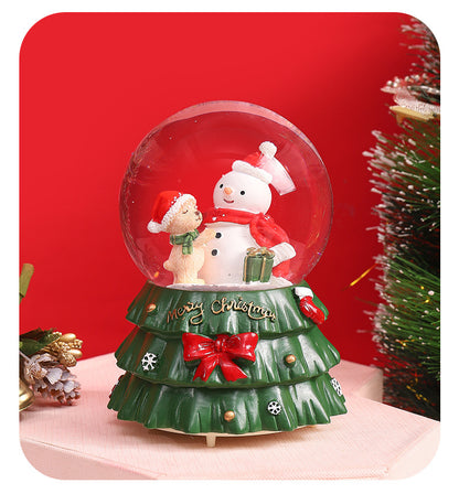 Santa Claus Light-Up Crystal Ball - Automatic Snowfall - Creative Christmas Gift for Classmates - Music Box Desktop Ornament