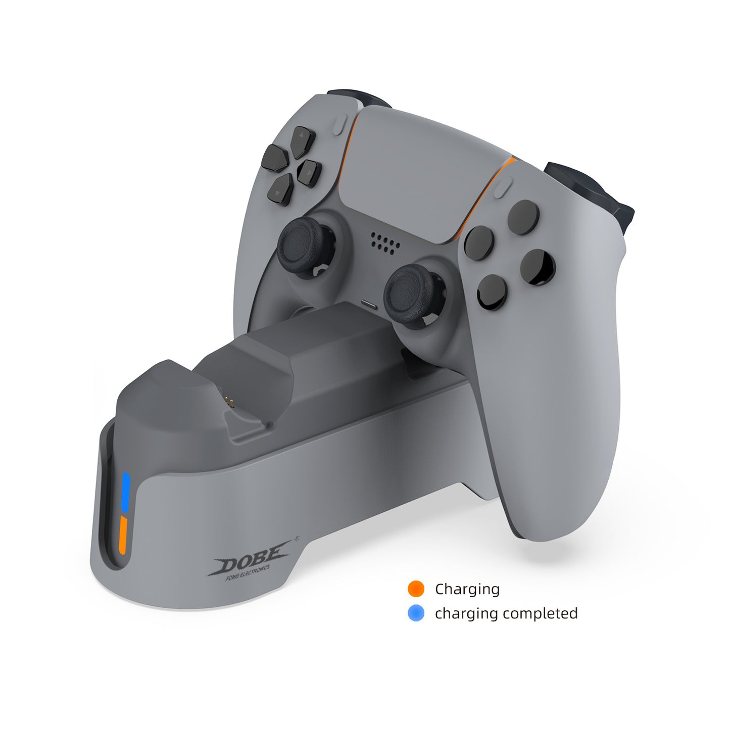 "PS5 Dual Controller Charging Station with Blue LED Indicators | Fast Wireless Charger Dock for Sony PlayStation 5 | 4.7×3×7in Compact Design | Includes 31in Type-C Cable (Official Style)"