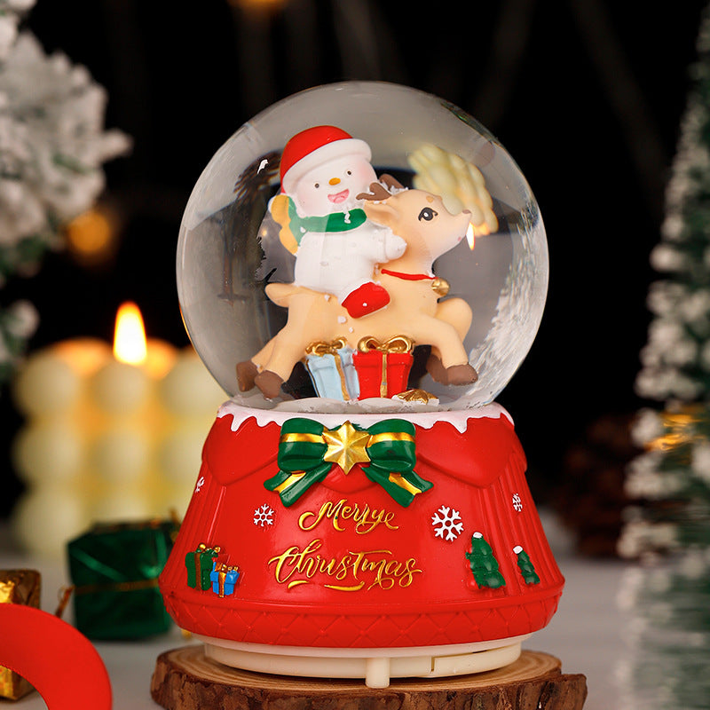 Santa Claus Light-Up Crystal Ball - Automatic Snowfall - Creative Christmas Gift for Classmates - Music Box Desktop Ornament