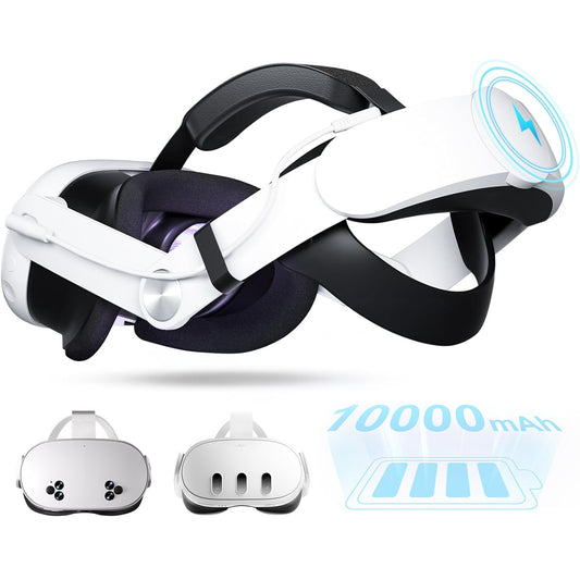 Meta Quest 2/3/3s Elite Adjustable Head Strap with 10000mAh Portable Battery – Extended Playtime & Comfort Bundle