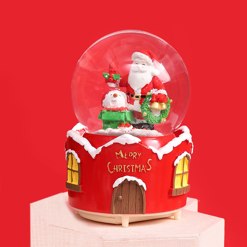 Santa Claus Light-Up Crystal Ball - Automatic Snowfall - Creative Christmas Gift for Classmates - Music Box Desktop Ornament