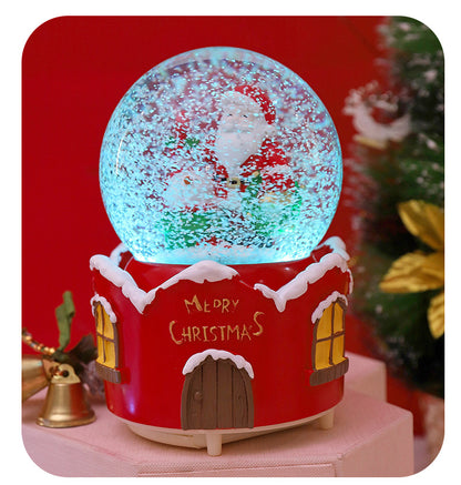 Santa Claus Light-Up Crystal Ball - Automatic Snowfall - Creative Christmas Gift for Classmates - Music Box Desktop Ornament