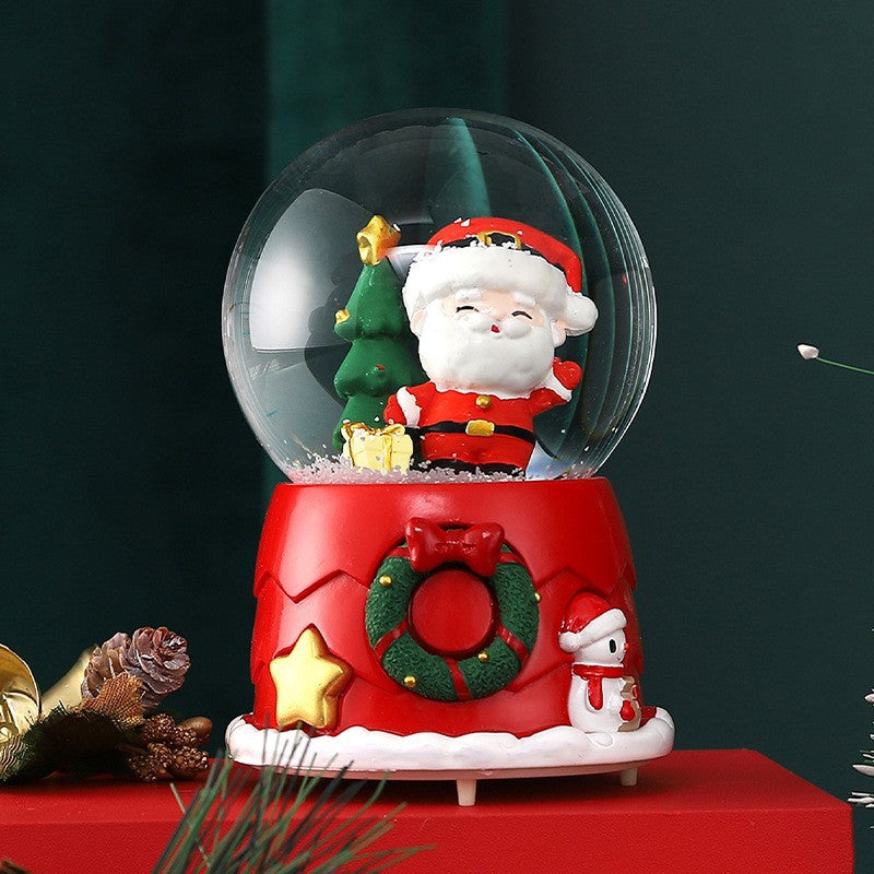 Santa Claus Light-Up Crystal Ball - Automatic Snowfall - Creative Christmas Gift for Classmates - Music Box Desktop Ornament