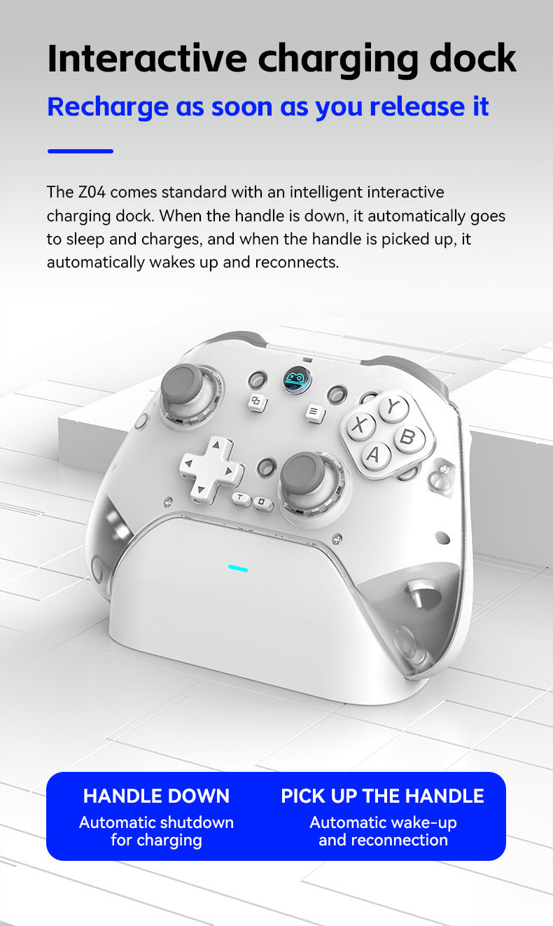 Z04 Pro Wireless Gaming Controller with Magnetic Charging Dock - Bluetooth Gamepad for PC, iOS iPhone, Android Phone, Tablet, Hall Effect Sticks, Dual-Mode Triggers, Replaceable Buttons & Faceplates