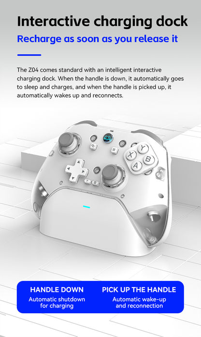 Z04 Pro Wireless Gaming Controller with Magnetic Charging Dock - Bluetooth Gamepad for PC, iOS iPhone, Android Phone, Tablet, Hall Effect Sticks, Dual-Mode Triggers, Replaceable Buttons & Faceplates