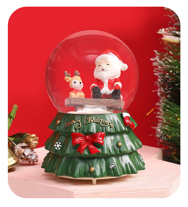Santa Claus Light-Up Crystal Ball - Automatic Snowfall - Creative Christmas Gift for Classmates - Music Box Desktop Ornament