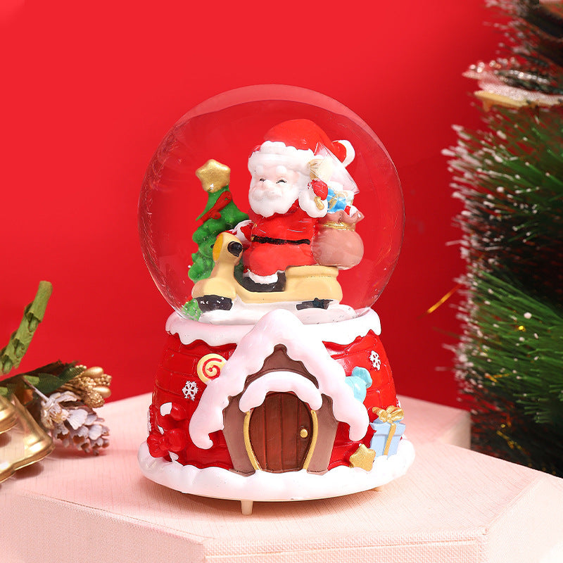Santa Claus Light-Up Crystal Ball - Automatic Snowfall - Creative Christmas Gift for Classmates - Music Box Desktop Ornament