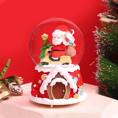 Santa Claus Light-Up Crystal Ball - Automatic Snowfall - Creative Christmas Gift for Classmates - Music Box Desktop Ornament