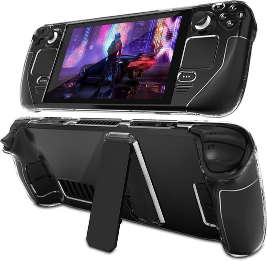 Steam Deck Crystal Clear Case with Stand - Ultra Transparent PC Shell | Scratch-Resistant Protection | 13.2" x 4.9" x 1.7" (335x124x43mm) | Fits All Steam Deck Models