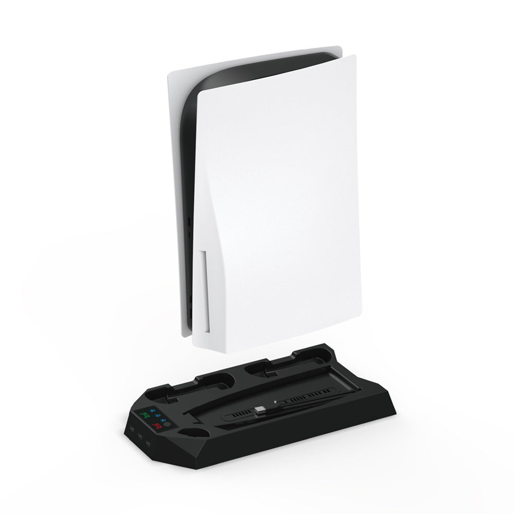 "PS5 Cooling Stand with Dual Controller Charger | Multi-Function Cooling Base for PlayStation 5 Digital/Disc Edition | 8.1×1.7×14.9in | Type-C Fast Charging | Includes Headset Hook & Tools (White/Black)"