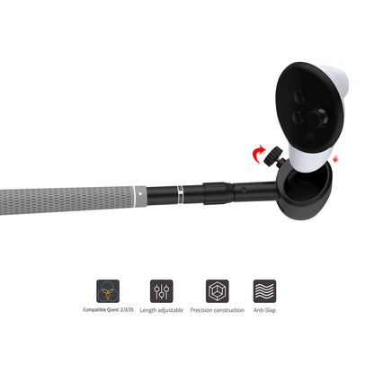 "Meta Quest 3S/Quest 3/Quest 2 Golf Club Attachment - VR Golf Handle Adapter | Realistic Swing Feel | ABS+Aluminum+Silicon Grip | Official Style Golf Club for VR Sports Games"