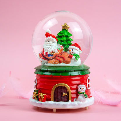 Santa Claus Light-Up Crystal Ball - Automatic Snowfall - Creative Christmas Gift for Classmates - Music Box Desktop Ornament